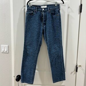 MOTHER Women's Straight Jeans in Blue Pattern